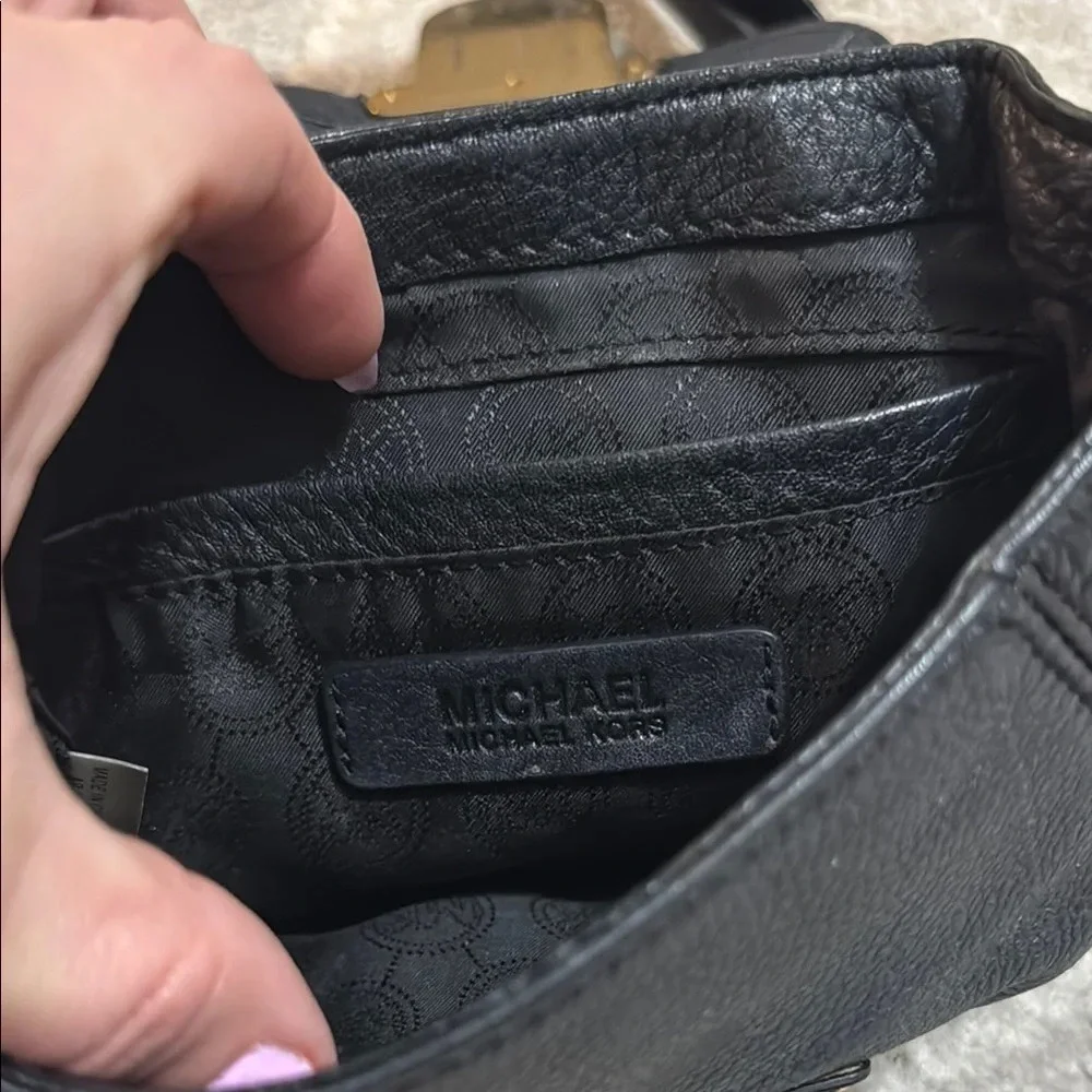 Michael Kors Black and Gold Crossbody Bag with Adjustable Strap